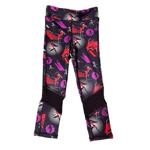 Disney Elastigirl Incredibles Girls Leggings Sz 4 Black Red Mesh Accents Active